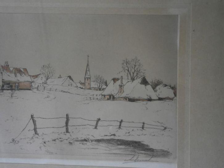 VAN HEMERT(Scheen) Mooie Winters gezicht van Vianen, Antiek en Kunst, Kunst | Etsen en Gravures, Ophalen