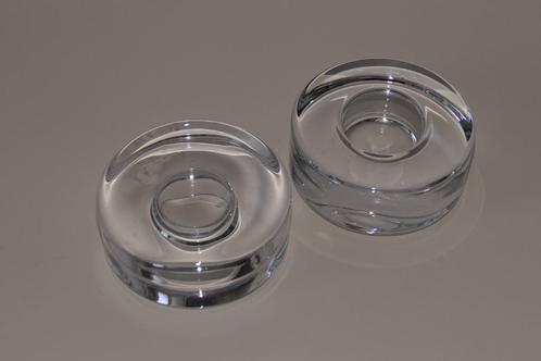 Orrefors Sweden "Puck" waxinelicht houders, 2 stuks., Huis en Inrichting, Woonaccessoires | Kandelaars en Kaarsen, Zo goed als nieuw