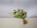 Broche kikker groen emaille prinses, Verzenden, Zo goed als nieuw, Groen, Overige materialen