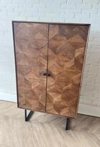 Magazijn leegverkoop dichte kast mangohout visgraat metal zw, Nieuw, Ophalen of Verzenden, Info@wkhome.nl, Argonweg 20 Amersfoort