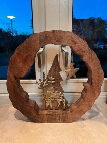 Rendier kerst houten raamdecoratie beschikbaar voor biedingen