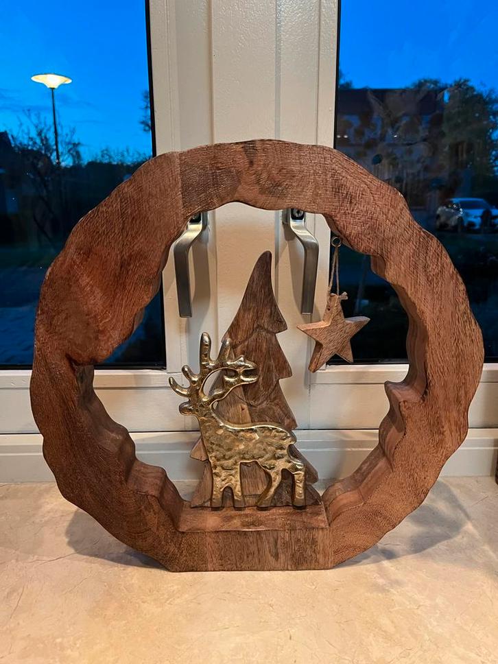 Rendier kerst houten raamdecoratie, Diversen, Kerst, Zo goed als nieuw, Ophalen of Verzenden