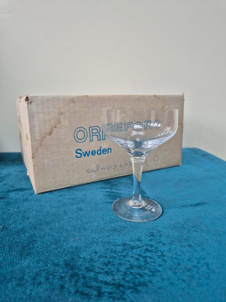 Orrefors 6x coupe kristal glas, Ophalen of Verzenden