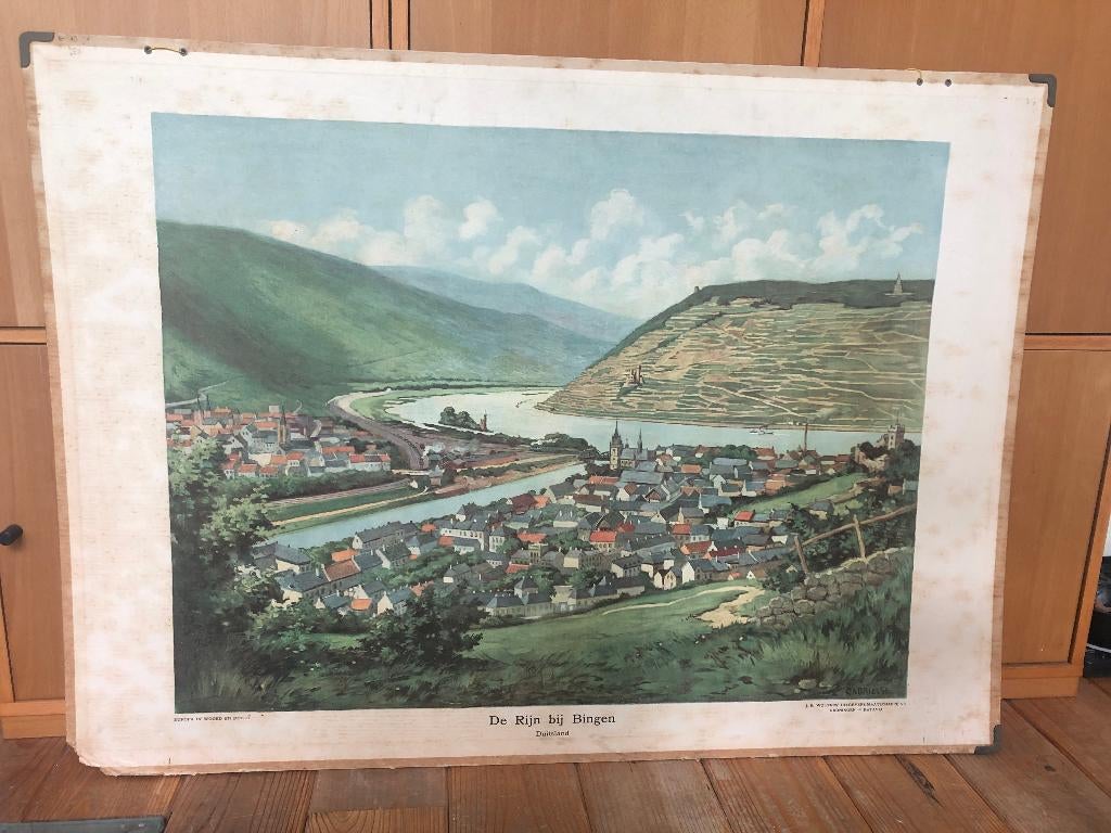 schoolplaat "De Rijn bij Bingen", Ophalen of Verzenden, Aardrijkskunde