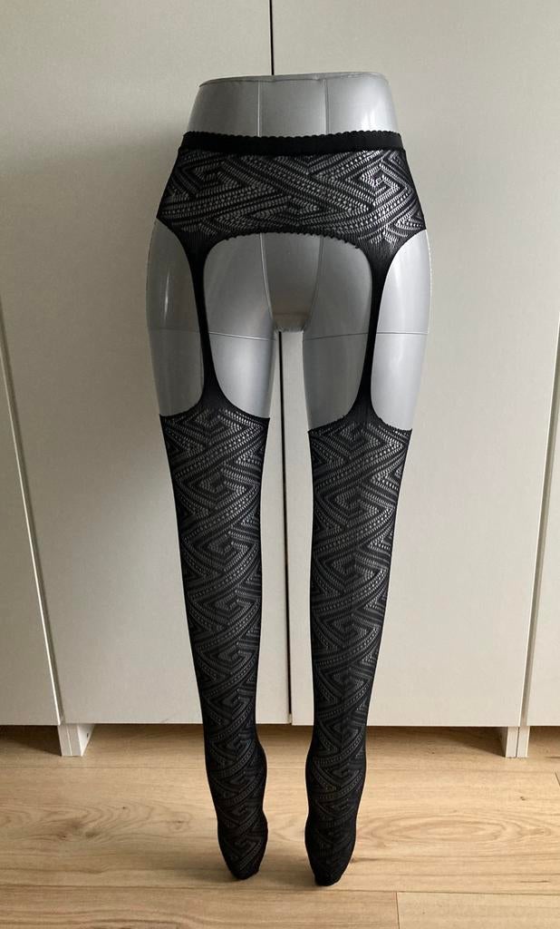 Jarretel zwart met motief, Ophalen of Verzenden, Nieuw, Zwart, Panty