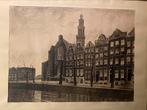 Prent pentekening Keizersgracht b/d Westermarkt, Antiek en Kunst, Ophalen of Verzenden