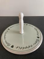 Serveerplateau met glazen plaat, Ophalen of Verzenden, Gebruikt, Rond, Hout