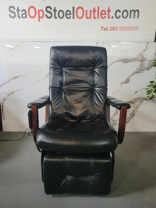 Staopstoel Doge Zwart Leder, Huis en Inrichting, Fauteuils, Gebruikt, Leer, 50 tot 75 cm, Minder dan 75 cm, Ophalen of Verzenden