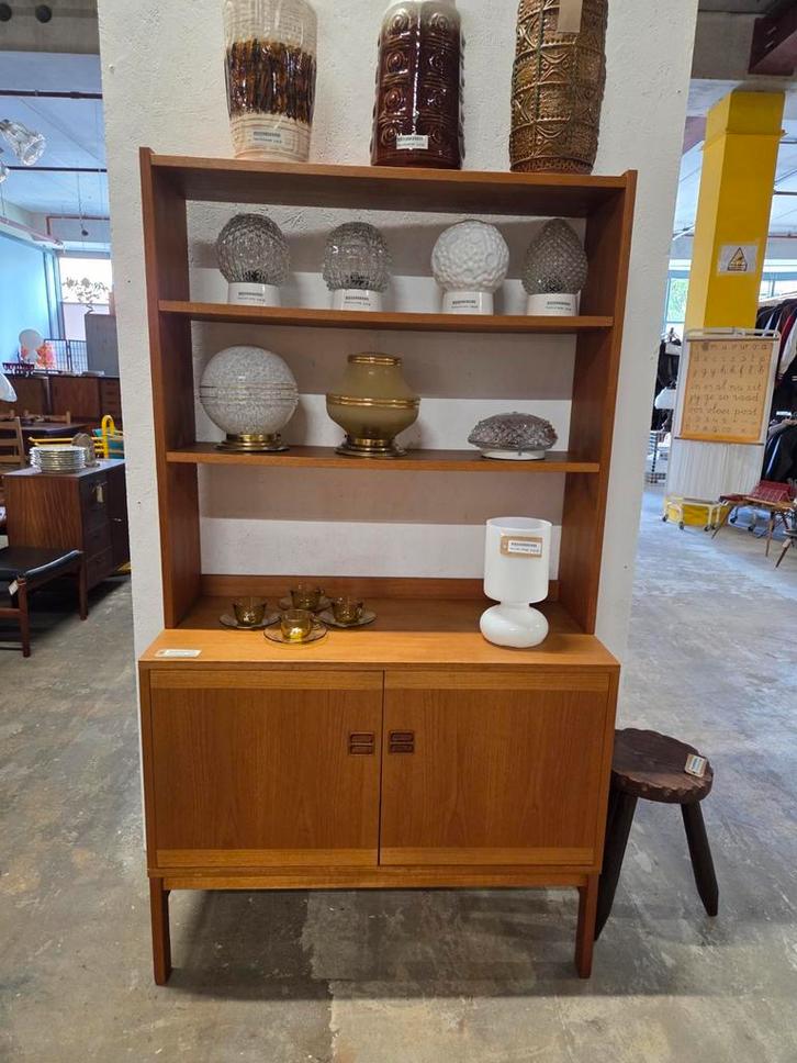 Vintage Mid-Century kast boekenkast teak, Huis en Inrichting, Kasten | Wandmeubels, Gebruikt, 150 tot 200 cm, Minder dan 150 cm