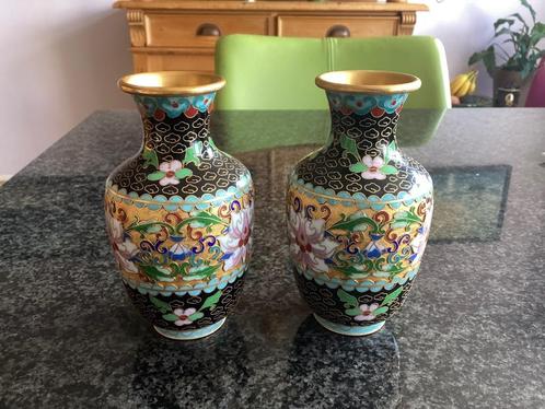 Vaas, cloisonné, emaille op koper, vintage, Antiek en Kunst, Antiek | Vazen, Ophalen