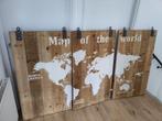 Map of the World hout, Huis en Inrichting, Woonaccessoires | Kamerschermen, Zo goed als nieuw, Ophalen