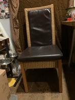 6 Rotan stoelen met lederen zitting, Huis en Inrichting, Stoelen, Ophalen, Gebruikt, Bruin, Leer