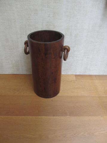Vintage Franse brutalistische houten paraplubak jaren 60 beschikbaar voor biedingen