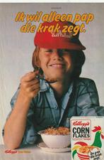 retro reclame 1980 Kellogg's cornflakes jongetje krak pap, Verzenden, Overige typen