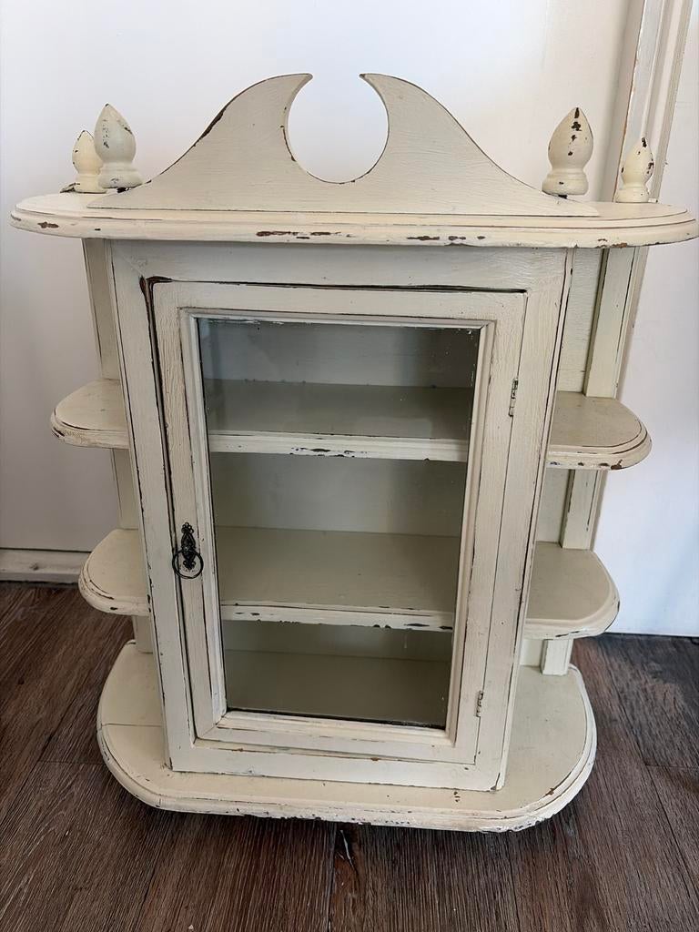 Vintage Wandkastje met Glazen Deur, Minder dan 50 cm, Gebruikt, Ophalen of Verzenden, Minder dan 100 cm