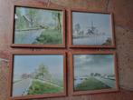 Zgan set van 4 schilderijtjes met aquarellen van Noord Holla, Minder dan 50 cm, Ophalen of Verzenden, Zo goed als nieuw, Schilderij