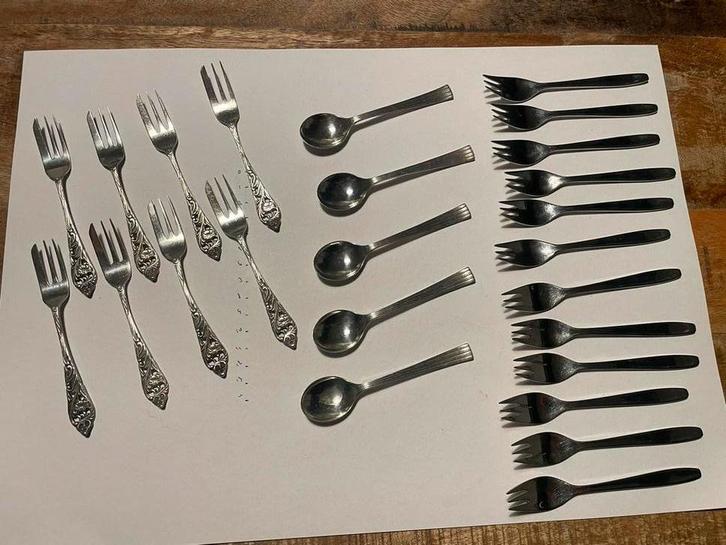 Vintage verzilverde vorkjes en lepels ( Gero, Arti 90 ), Antiek en Kunst, Antiek | Bestek, Ophalen of Verzenden