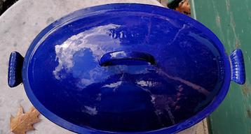 DRU groooote XXXXXL gietijzer kobaltblauw ovaal 40 cm (G312) beschikbaar voor biedingen