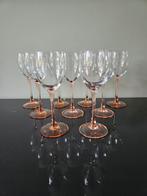Luminarc France set van 9 witte wijnglazen met roze voet, Glas of Glazen, Ophalen of Verzenden, Effen, Glas