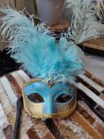 Venetiaans masker met veren, Ophalen of Verzenden, Zo goed als nieuw, Carnaval, Accessoires