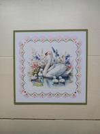 Geborduurde kaart zwaan met jongen, Hobby en Vrije tijd, Kaarten | Zelf maken, Ophalen of Verzenden, Nieuw, Overige thema's, Knipvel