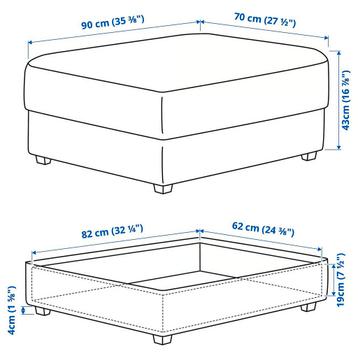 IKEA Kivik 3-zitsbank met hocker/voetenbank, bruin - afbeelding 3