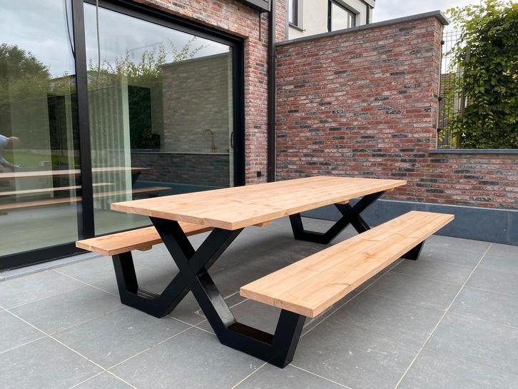 Douglashouten/steigerhouten industriële Picknicktafels, Tuin en Terras, Picknicktafels, Nieuw, Rechthoekig, Hout, Ophalen of Verzenden