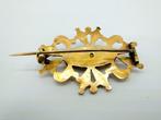 Gouden rouwbroche met haarwerk, 1834, Verzenden, Goud, Broche