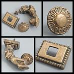 Antiek koper, koperen deurklopper in de vorm van een hand., Antiek en Kunst, Ophalen of Verzenden, Brons