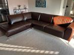 Leren donkerbruine bank in gebruikte staat, Ophalen, Gebruikt, Leer