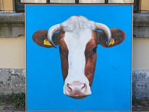 "Roodbonte koe op blauw" van De Kunstfabriek, Antiek en Kunst, Kunst | Schilderijen | Klassiek, Ophalen