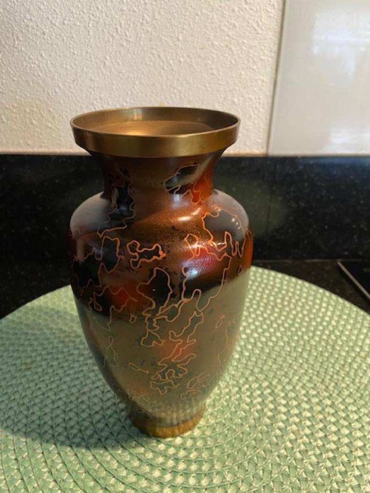Vintage messing keramiek japans gelakte vaas, Antiek en Kunst, Antiek | Vazen, Ophalen of Verzenden