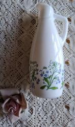 Vintage 4 talig opaline azijn flesje met blauwe bloemetjes, Ophalen of Verzenden