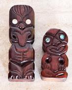 MAORI houten Tiki Moana houtsnijwerk beelden & Abalone ogen, Antiek en Kunst, Ophalen of Verzenden