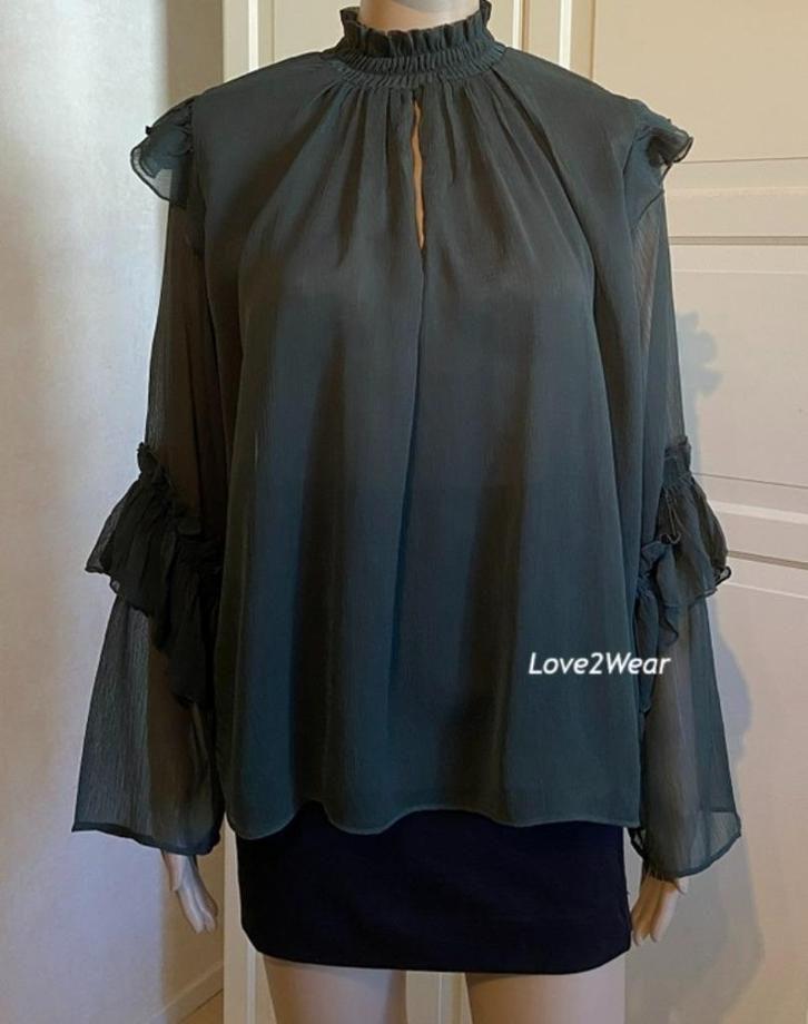 Top H&M donkergroen, Kleding | Dames, Tops, Nieuw, Maat 34 (XS) of kleiner, Groen, Lange mouw, Ophalen of Verzenden