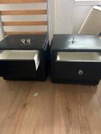 Zwarte Nachtkastjes met Glazen Knop - Set van 2, Overige materialen, Gebruikt, Minder dan 45 cm, Ophalen of Verzenden