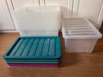 12 Cuasar plastic opbergdozen 45 liter 60x40x26 cm, Doe-het-zelf en Verbouw, Kratten en Dozen, Gebruikt, 50 tot 75 cm, Ophalen of Verzenden