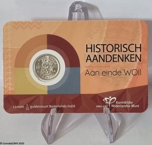 1942S: 1/10 Gulden Nederlands-Indië 1939-1945 coincard WOII, Postzegels en Munten, Munten | Nederland, Setje, 10 cent, Koningin Wilhelmina