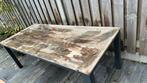 Houten tuintafel met metalen frame, Tuin en Terras, Ophalen, Gebruikt, Rechthoekig, Hout