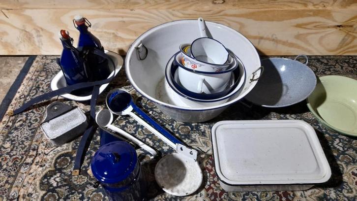 Partij emaille keukengerei, Antiek en Kunst, Antiek | Emaille, Ophalen of Verzenden