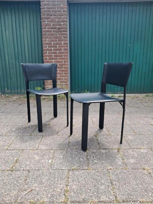 Vintage Retro Design Fasem Italy Leren Eetkamerstoelen, Huis en Inrichting, Stoelen, Gebruikt, Ophalen
