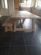 Teak houten tafel en bank 300 x 120, 100 tot 150 cm, Teakhout, 200 cm of meer, Ophalen of Verzenden