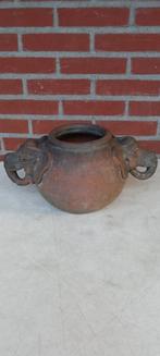 TERRACOTTA POT VAN  SIBON MET OLIFANTEN ALS HANDVATTEN  37CM, Ophalen of Verzenden
