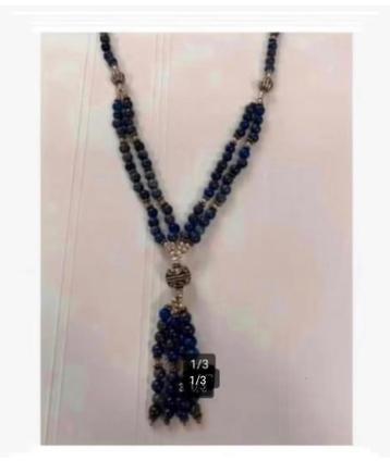 Mooie Lapis lazuli edelsteen ketting 45 cm, aanhangsel 6 cm beschikbaar voor biedingen