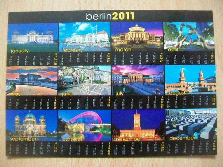 Ansichtkaart Duitsland Berlin Berlijn 2011 kalender calendar, Verzamelen, Ansichtkaarten | Buitenland, Ongelopen, Duitsland, 1980 tot heden