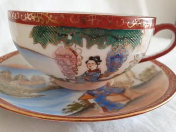 Antiek Japans Kop en Schotel Setje-Geisha Lithophane beschikbaar voor biedingen