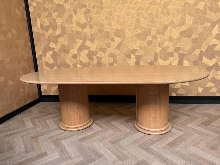 Rotan eetkamer tafel, Huis en Inrichting, Tafels | Eettafels, Zo goed als nieuw, 100 tot 150 cm, 200 cm of meer, Vijf personen of meer