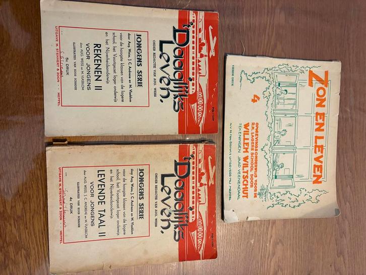 Setje oude schoolboeken WOII, Verzamelen, Militaria | Algemeen, Overige soorten, Boek of Tijdschrift, Nederland, Ophalen of Verzenden