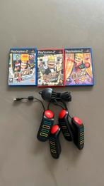 3 Buzz spellen voor PS2 incl controllers, Spelcomputers en Games, Ophalen of Verzenden, Zo goed als nieuw, Zwart
