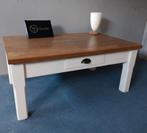 Salontafel teak met wit NIEUW #WINKEL# 103x65 cm 45 cm hoog, Teakhout, 100 tot 150 cm, Witwonen, Nieuw